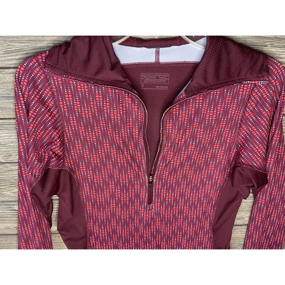 PATAGONIA Maroon & Coral Long Sleeve Stretch 1/2 Zip Hooded Top - Women's Sz Sm - Picture 3 of 9